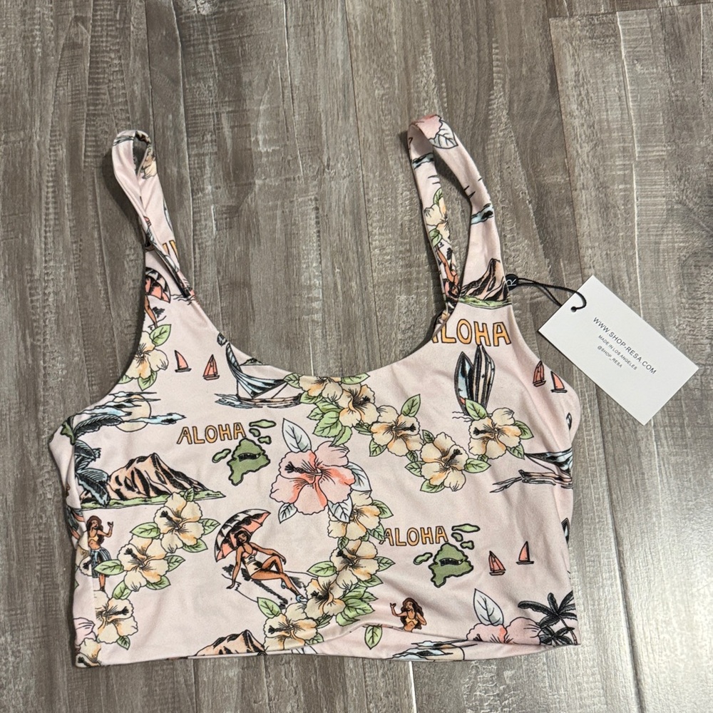 RESA Pink Floral Aloha Crop Top